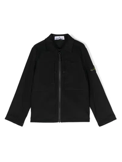 Stone Island Junior Kids' Compass-badge Overshirt In Black