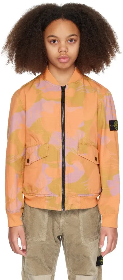 Stone Island Junior Kids Orange Patch Jacket In V0032 - Orange