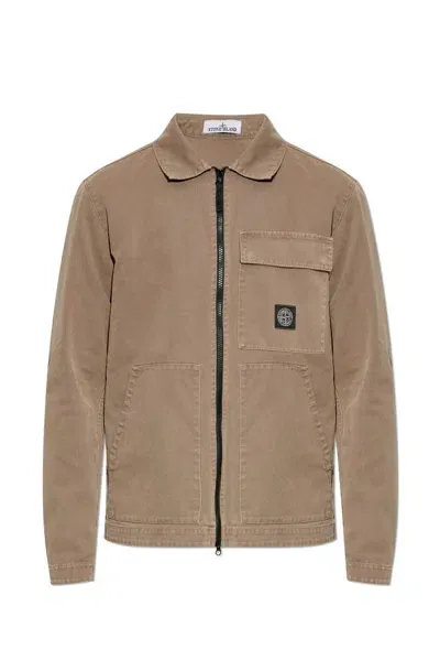 Stone Island Logo In Brown