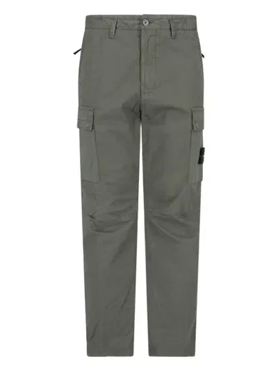 Stone Island Logo Cargo Pants In Green