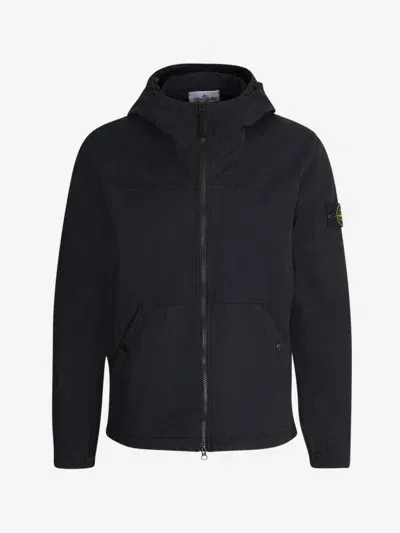 Stone Island Logo Cotton Jacket In Black