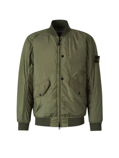 Stone Island Logo Patch Bomber Jacket In Green