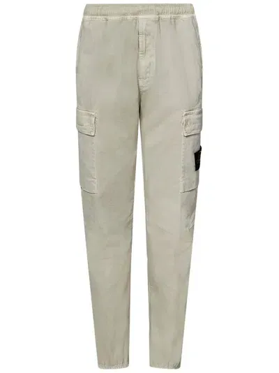 Stone Island Logo Patch Cargo Pants In Beige