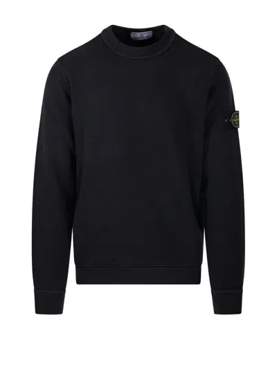 Stone Island Logo Patch Crewneck Sweatshirt In Black