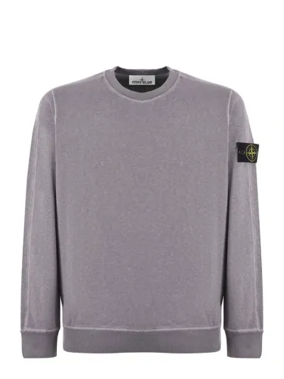 Stone Island Logo Patch Crewneck Sweatshirt In Grey