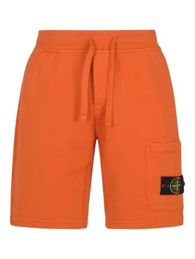 Stone Island Compass-badge Cargo Shorts In Orange