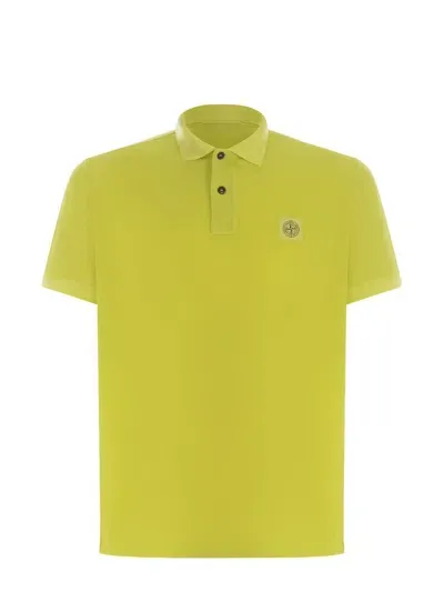 Stone Island Logo Patch Short In Yellow