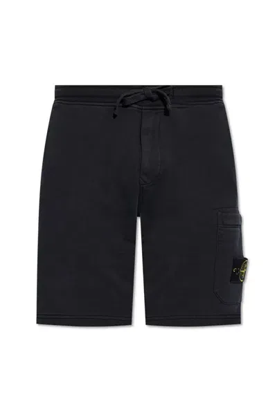 Stone Island Logo Patch Shorts In Black