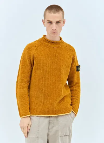 Stone Island Compass-badge Wool Blend Jumper In Yellow