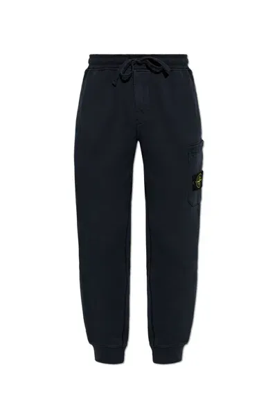 Stone Island Logo Patch Sweatpants In Blue