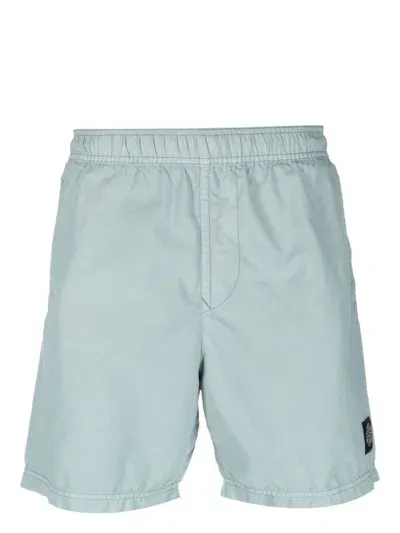 Stone Island Logo-patch Swim Shorts In Blue