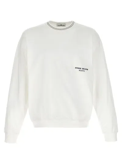 Stone Island Logo Print Sweatshirt White