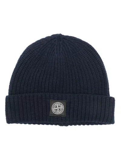 Stone Island Logo Patch Cap Accessories In Blue