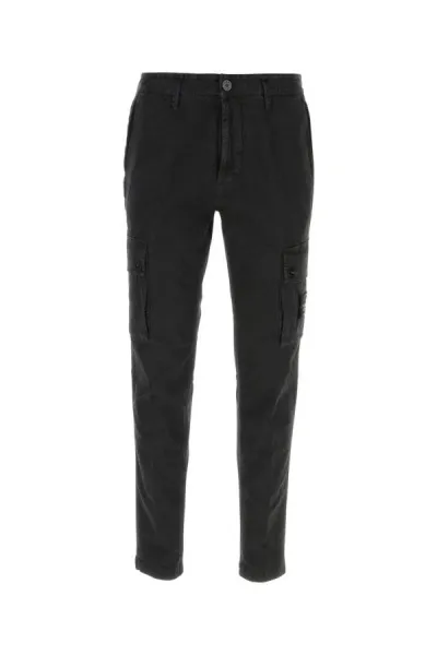 Stone Island Cotton Cargo Trousers In Black