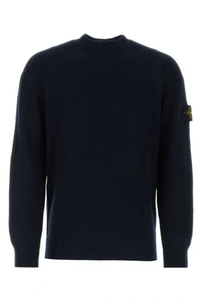 Stone Island Man Midnight Blue Cotton Sweater