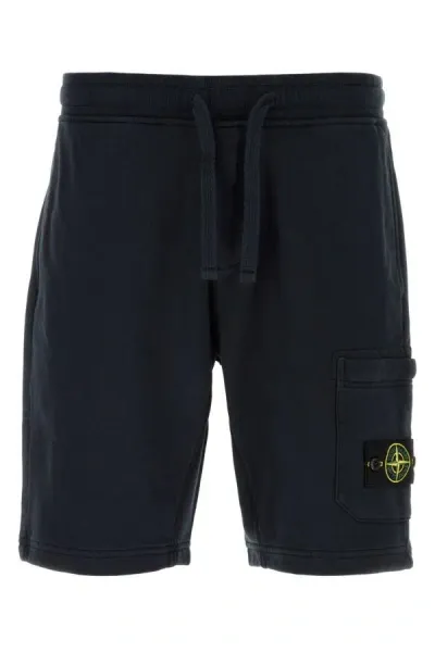 Stone Island Compass-badge Cotton Track Shorts In Blue