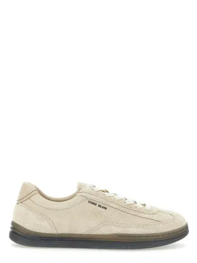 Stone Island Men Sneaker With Logo In Cream