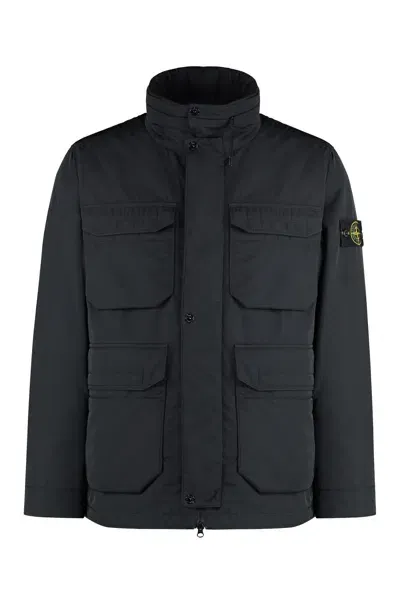 Stone Island Compass-badge Funnel Neck Puffer Jacket In Black