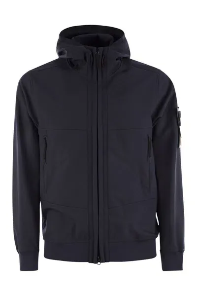 Stone Island Men's Technical Fabric Jacket With Hood In Navy