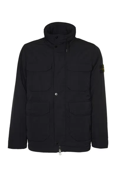 Stone Island Multi Pocket Logo Sleeve Jacket In Blue