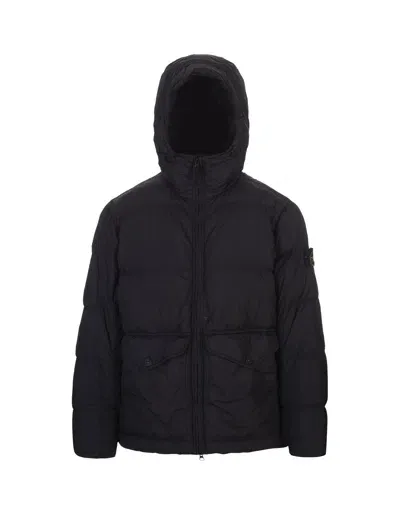 Stone Island Navy Blue Jacket In Crinkle Reps R-ny