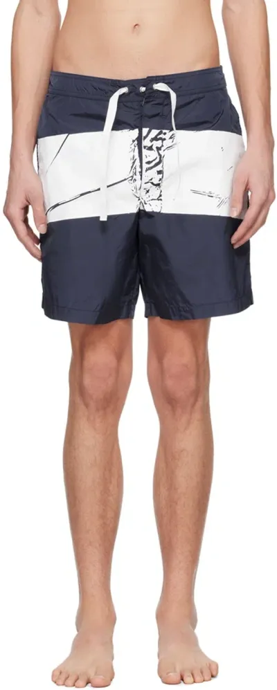 Stone Island Navy Bonded Swim Shorts In V0027 Royal Blue