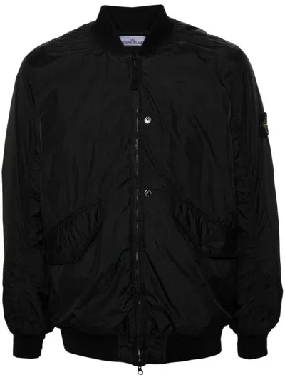 Stone Island Nylon Bomber Jacket In Black