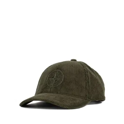 Stone Island Organic Cotton Corduroy 800 Musk Cap In Green