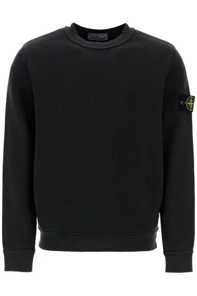 Stone Island Organic Cotton Crewneck Sweatshirt In Black