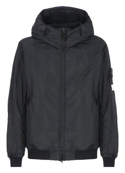 Stone Island Padded Jacket With Logo In Blue