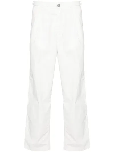 Stone Island Logo-print Loose Trousers In White