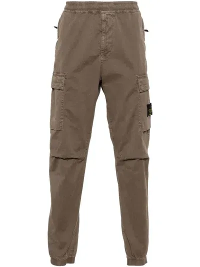 Stone Island Compass-badge Cargo Trousers In Brown