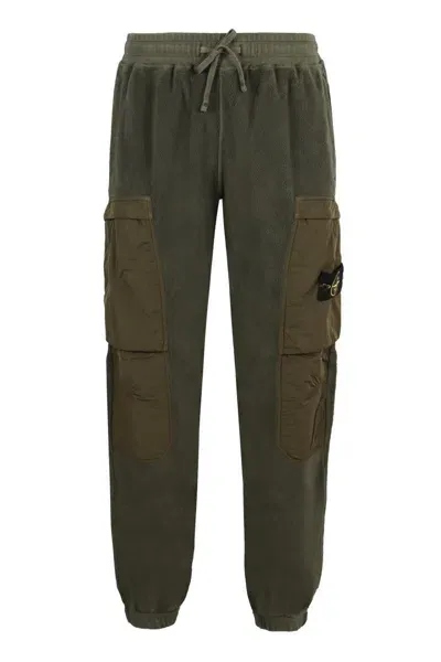 Stone Island Patch Detail Sport Trousers In Green