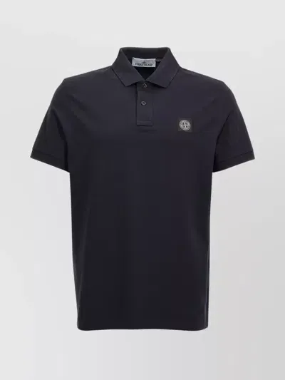 Stone Island Logo-patch Polo Shirt In Blue