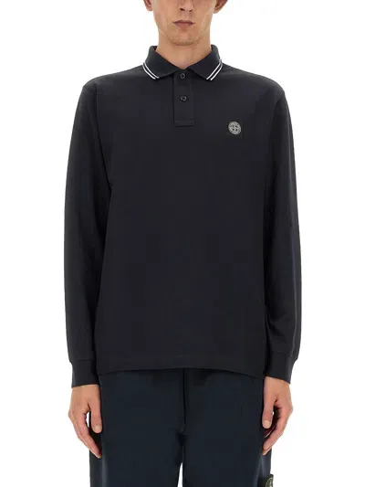 Stone Island Polo With Logo In Black