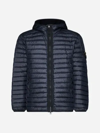 Stone Island Logo Down Jacket In Black