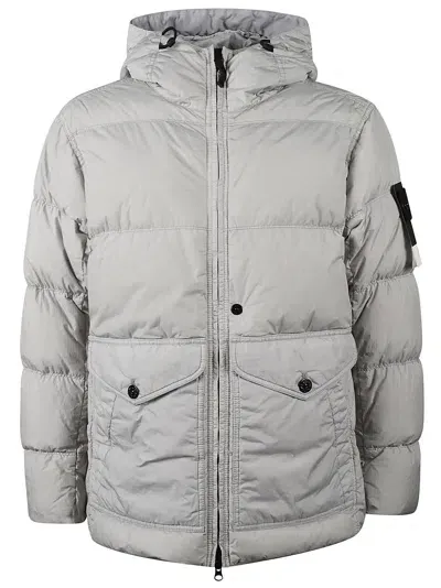 Stone Island Real Down Jacket In Gray