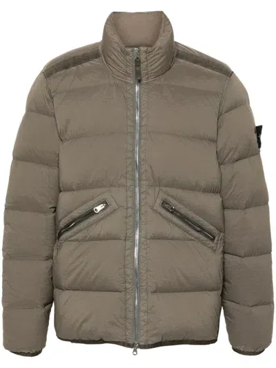 Stone Island Seamless Puffer Coat In Green