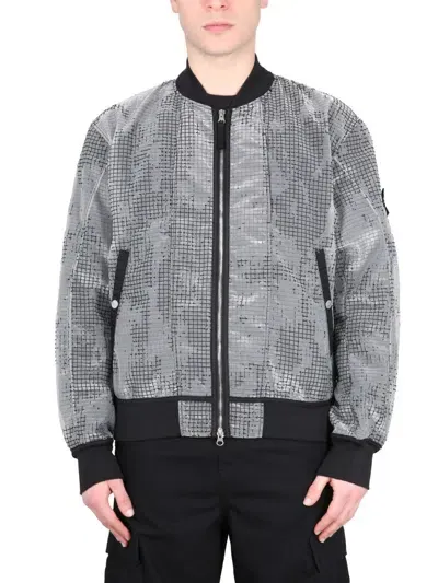 Stone Island Shadow Project Mesh-panel Bomber Jacket In Grey