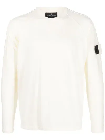 Stone Island Shadow Project Long-sleeved Sweatshirt With Logo Patch In White