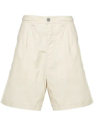 Stone Island Mid-rise Cotton Bermuda Shorts In Nude & Neutrals