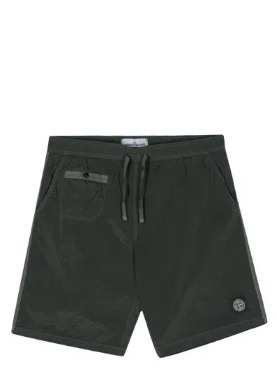 Stone Island Compass-motif Swim Shorts In Green