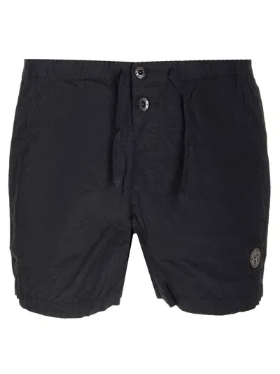 Stone Island Short Swimsuit In Blue