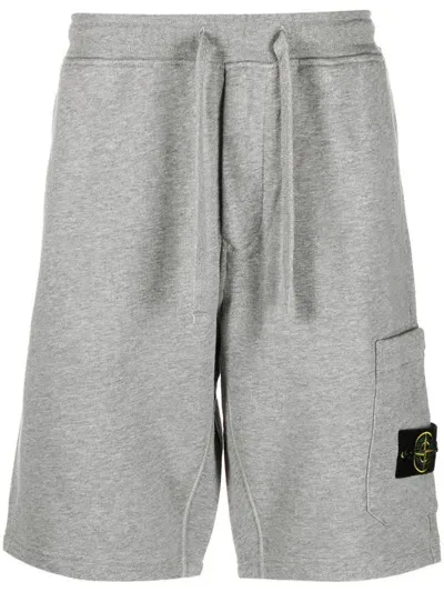 Stone Island Compass-badge Cotton Bermuda Shorts In Gray