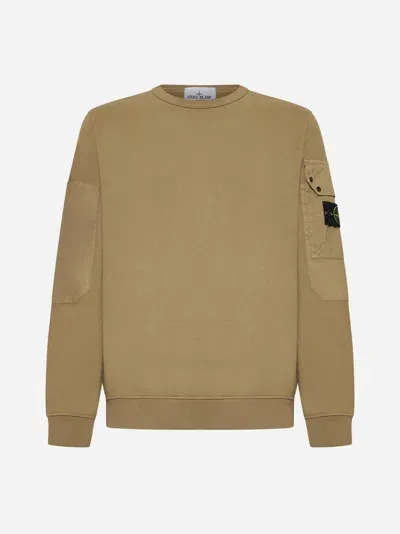 Stone Island Sleeve-pocket Cotton Sweatshirt In V0094 Biscuit