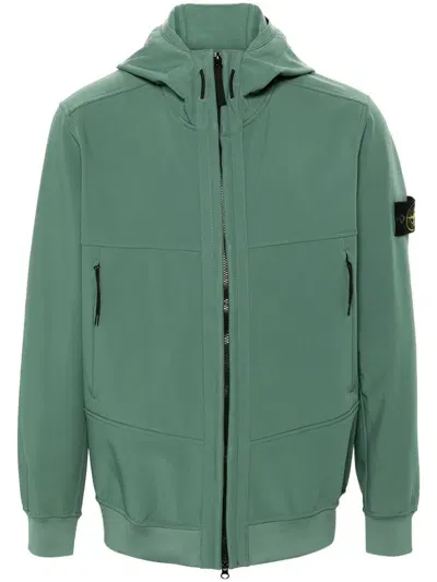 Stone Island Soft Shell-r Jacket In Green