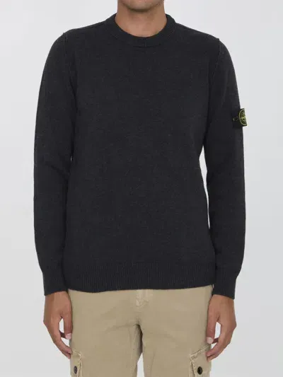 Stone Island Sweater In Wool In Black