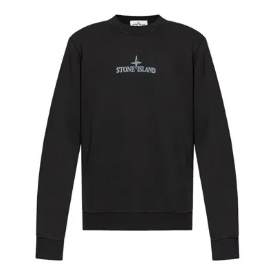 Stone Island Logo-print Cotton Sweatshirt In Black