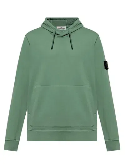 Stone Island Compass-badge Cotton Hoodie In Green