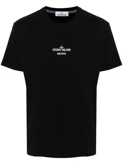 Stone Island Archivo Logo-print Cotton T-shirt In Black